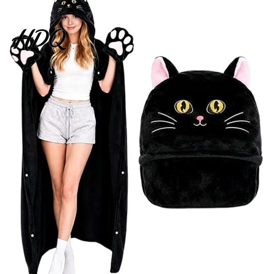 Comfortable Oversized Cape Animal Wearable Blanket Hoodie Adults Fleece Sweatshirt Winter Sleepwear Sleepwear Halloween Cosplay Costume Plush Hooded