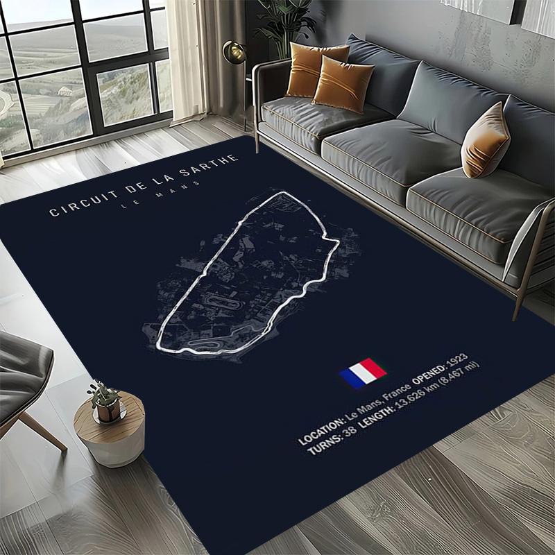 Alfombra Decorativa Tema Automovilismo Fórmula 1 Alfombra Amante de las Carreras Alfombra de Cuatro Estaciones Impresa con Circuito F1 Imola Monaco para Habitación Sofá