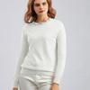 Autumn Winter Women's Crew Neck Beaded Pullover Sweater Long Sleeve Loose Solid Color Stretchy Knit Sweater