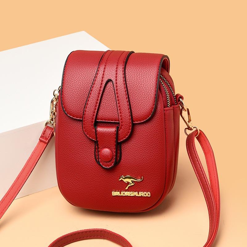 New women's messenger bag, soft leather texture shoulder satchel, mobile phone bag, small square bag, key bag, mother bag.