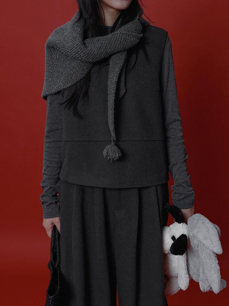 Shi Jian Korean Style Winter Vest + Pants Two-Piece Set for Versatile Commuting