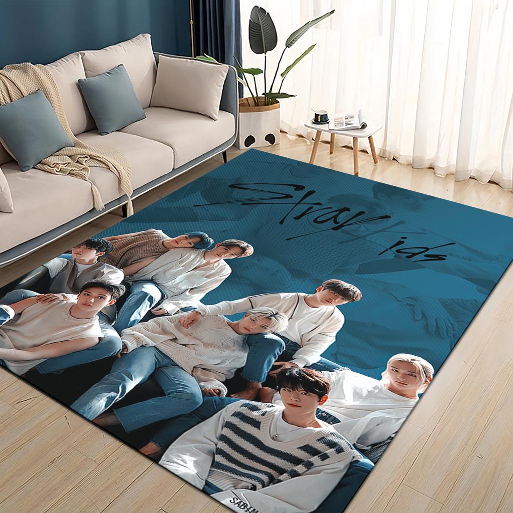 SKZ Kpop Stray Kids Star Cartoon 3D Carpet Rug for Living Room Bedroom Home Sofa Decoration,Kids Play Non-slip Floor Mat