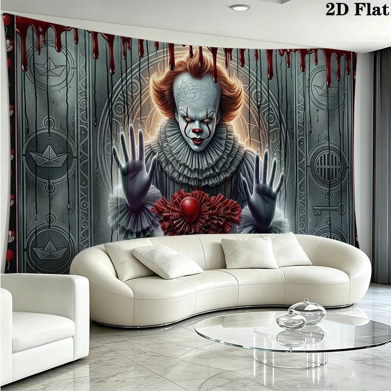 It Clown Wall Tapestry Aesthetic Wall Hanging Printed Fabric Blanket Decorative Tapestries for Bedroom Living Room Home Decor
