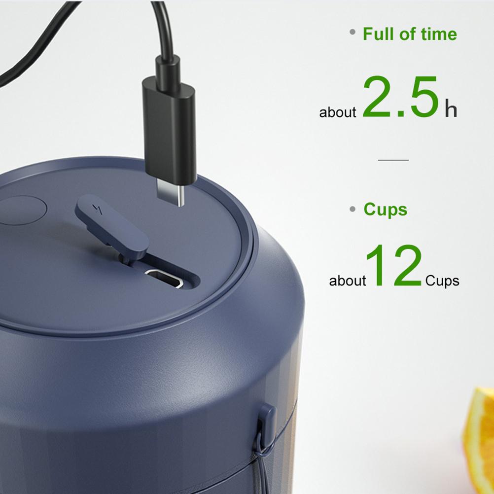 Portable Mini Juicer Cup Rechargeable Electric Blender for Fruit White 20.7x9.1cm