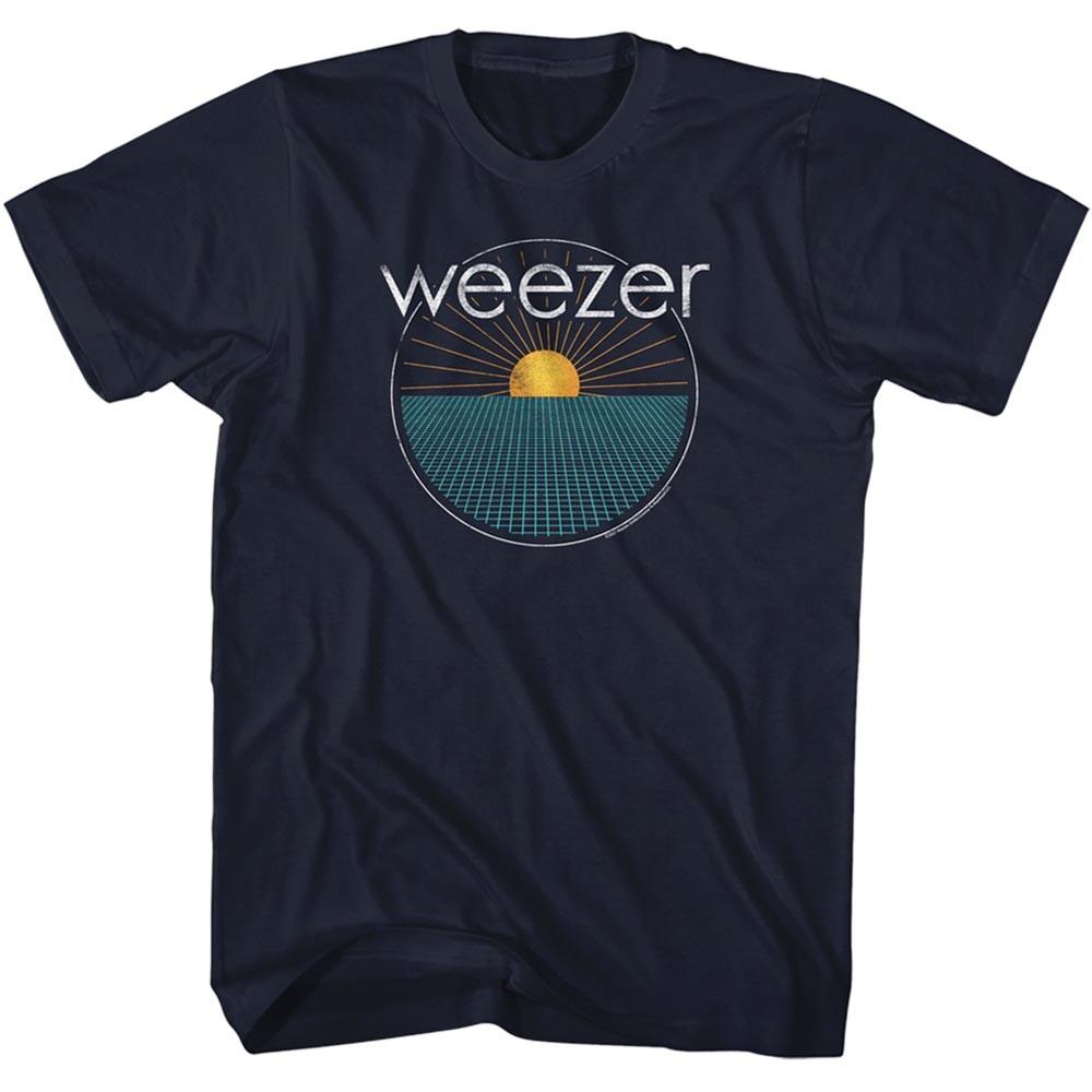 Weezer Sun Ray Grid Sunset Men T Shirt Rock Music Merch S