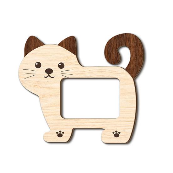 

1/2Pcs Cartoon Cat Wooden Photo Frame Dog Shape Picture Display Holder Home Office Desktop Decoration Animal Lovers Gift A