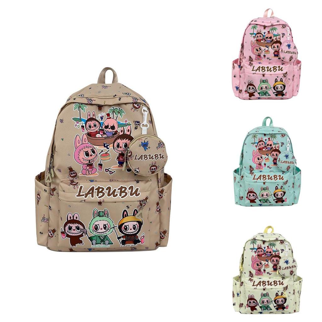Labubu Pattern Print Student Backpack With Large Capacity And Air Cushion Straps For School Use