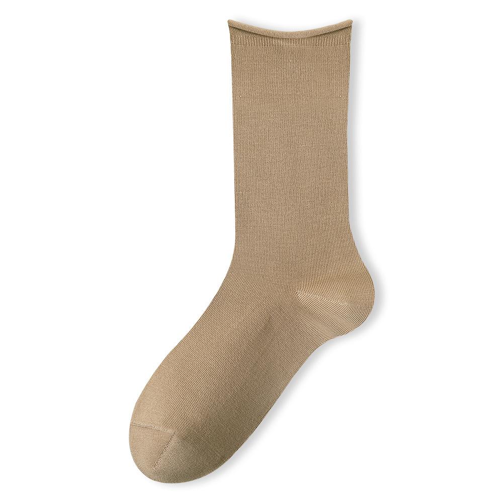 Women's Spring and Fall Cotton Rolled Edge Boneless Antibacterial Medium Tube Pile Socks