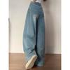 Retro Blue Wide-Leg Jeans for Women, New Summer Style for Fat Girls, mm Pear-Shaped Figure, High-Waisted, Loose, Slimming Look Straight-Leg Pants