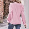 Women's Fashion Solid Color V-neck Long Sleeved Pullover T-shirt Top