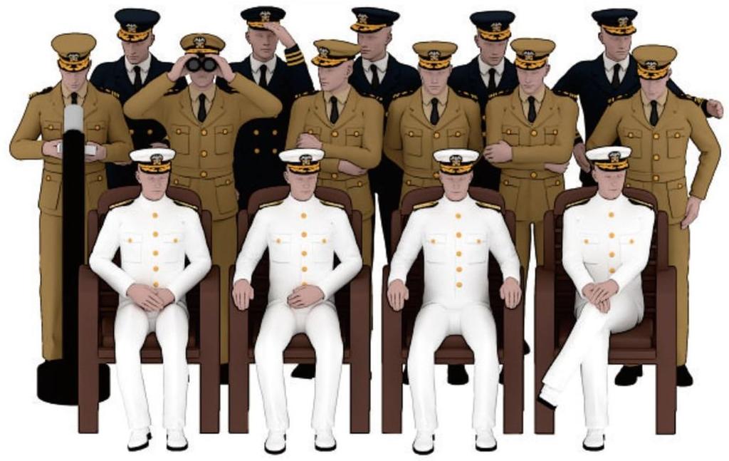 Triumph Model WW2 US Navy Officers In Various Set of Plastic Model Parts TRFP70032 1/700 Uniforms, 50, (Ship)