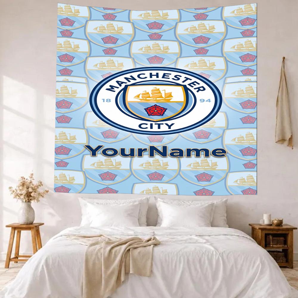 Manchester City Custom Your Name Wall Decor Tapestry Art For Pet Memorial Birthdaywedding Party Backdrop Family Gift