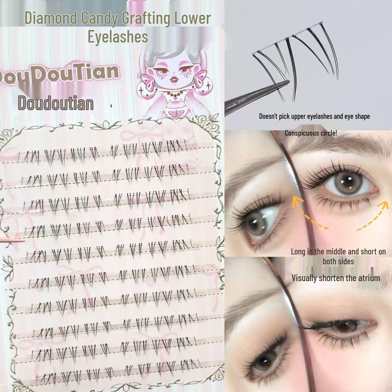 

Diamond Candy Hand-Drawn Natural-Look Lower Eyelashes in Photogenic Comic Style
