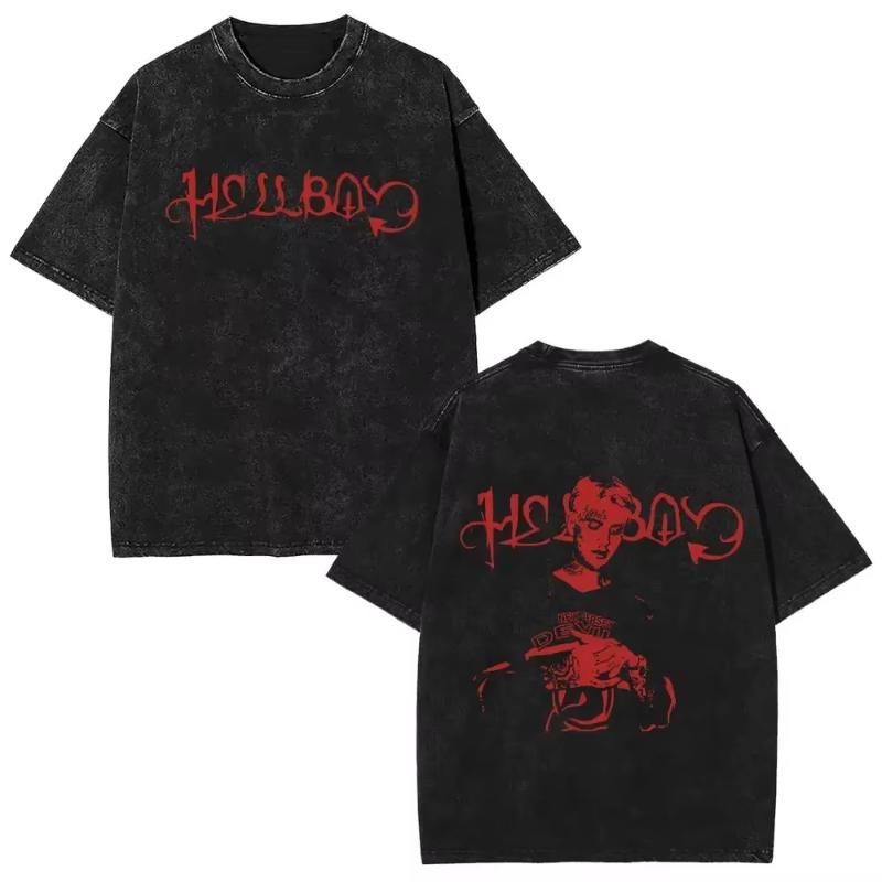 

Washed Vintage Rapper Lil Peep Double Sided Print Tshirts Unisex Women Fashion Hip Hop Oversized Short Sleeve T Shirt Streetwear M