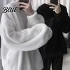 Loose Men Sweatshirt Daily Wear Cozy Winter O Neck Solid Color Top for
