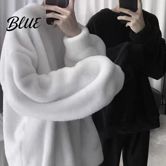 Loose Men Sweatshirt Daily Wear Cozy Winter O Neck Solid Color Top for