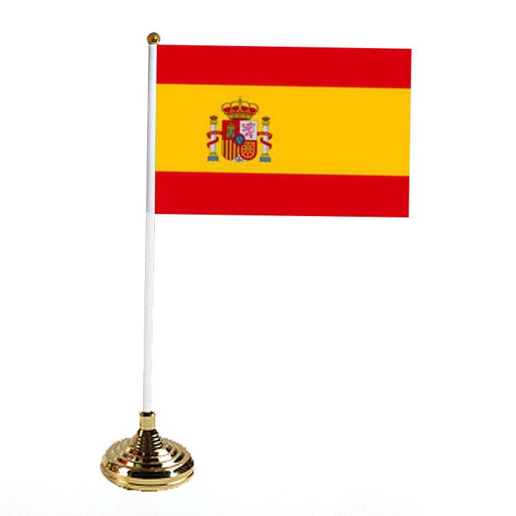 Office Table Flag Polyester 15 * 21cm Small Flag Plastic Flagpole Ornament with Base Table Flag