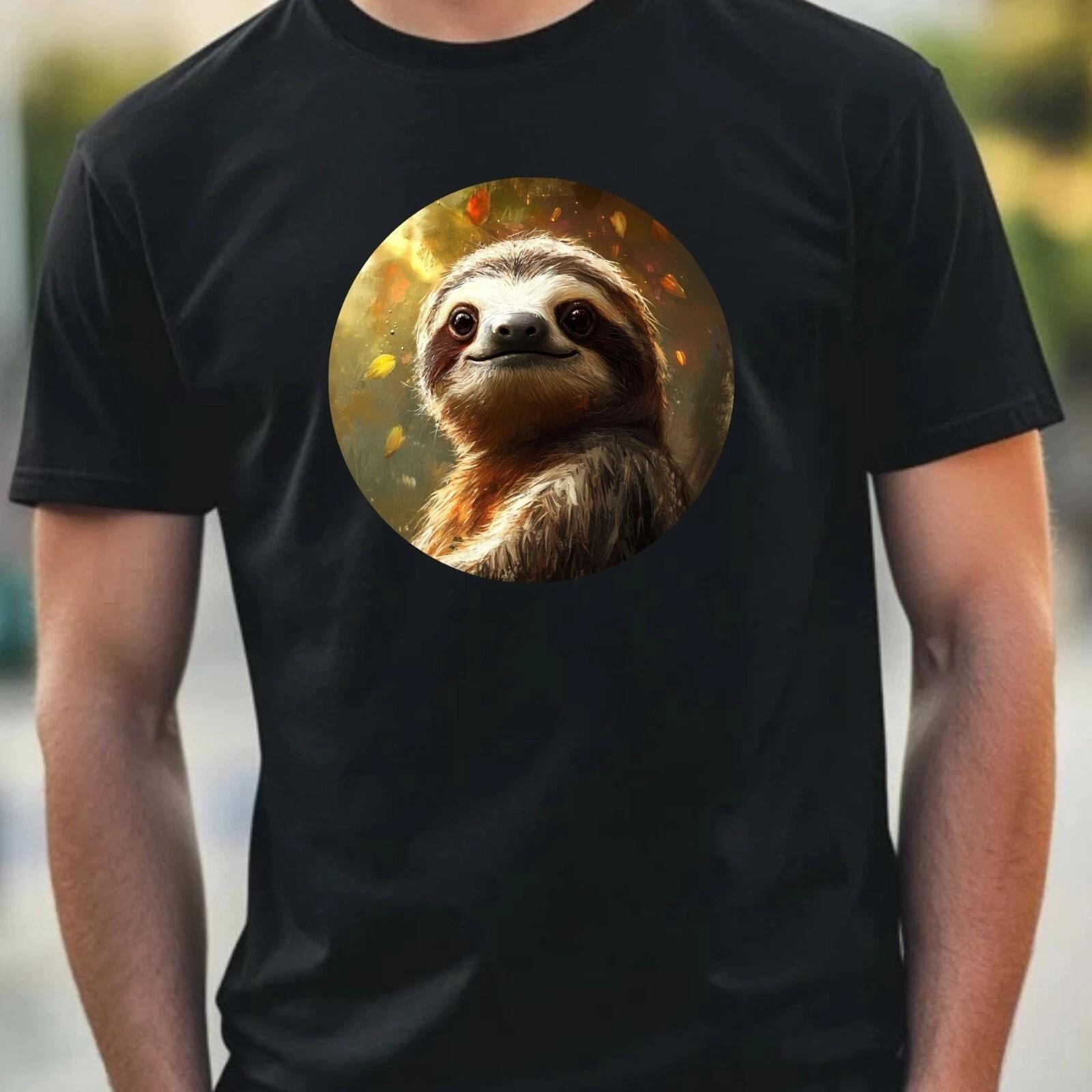 T-Shirt Herren Faultier Portrait Motiv Baumwolle Größe XS bis 5XL XXL
