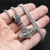 Vintage Classic Vikings Thor Mjolnir Hammer Pendant Necklace Men's Stainless Steel Nodic Amulet Pagan Jewelry Gifts Dropshipping