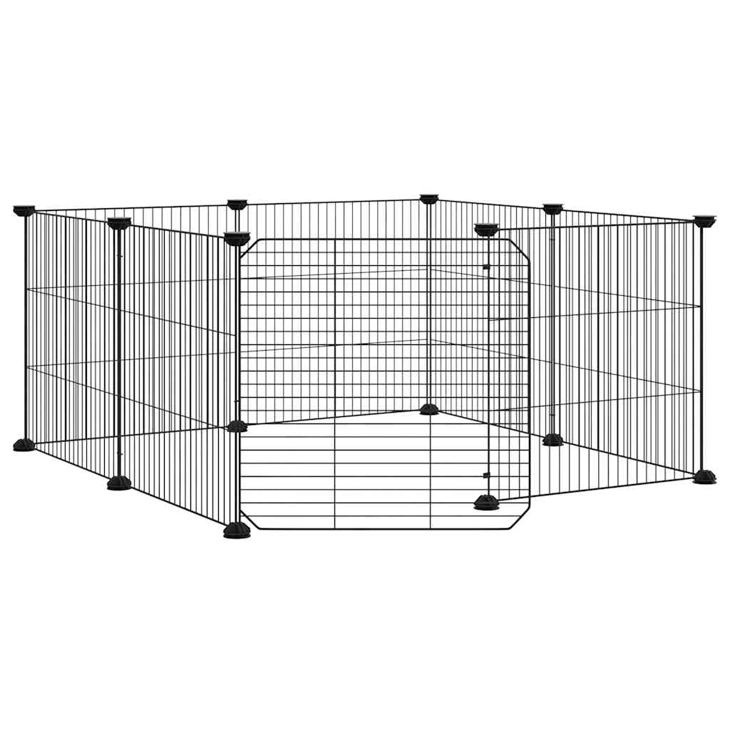 Vidaxl Gabbia per Animali con Cancello, 8 Pannelli, Nera, 35x35 cm, Acciaio