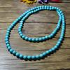 Original Ethnic Longline Necklace, Handmade Turquoise and Rice Bead Jewelry with Folk Style Artisan Design for Unique Statement