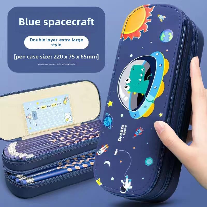Estuche de Lápices Astronauta de Gran Capacidad - Tema Espacial, Diseño de Cohete, Grueso, Impermeable, Resistente a la Suciedad