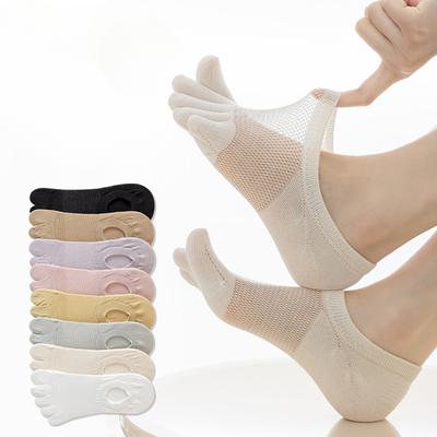Boat Socks, Invisible Socks, Women's Summer Thin Five-finger Socks, Women's Mesh Anti-slip Shallow Mouth Boat Socks, Boneless Women's Socks