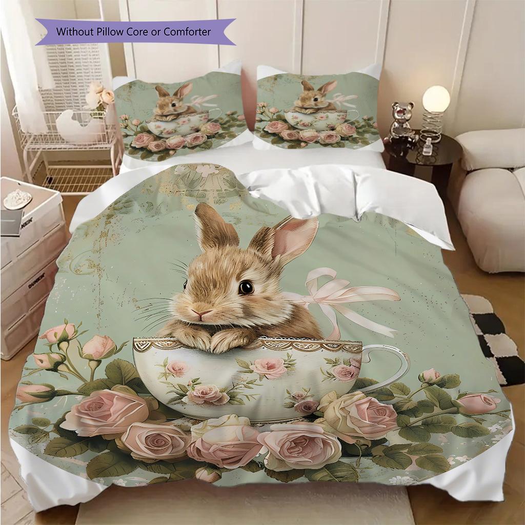 Medieval William Morris Rabbit Design bedding, duvet cover, pillowcase, home decoration, birthday gift (1 * duvet cover+2 * pillowcase, coreless)