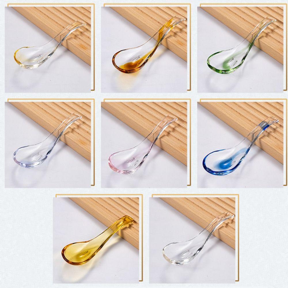 Colorful Crystal Glass Spoon Exquisite Serving Spoons Easy To Clean Condiment Spoons Restaurant