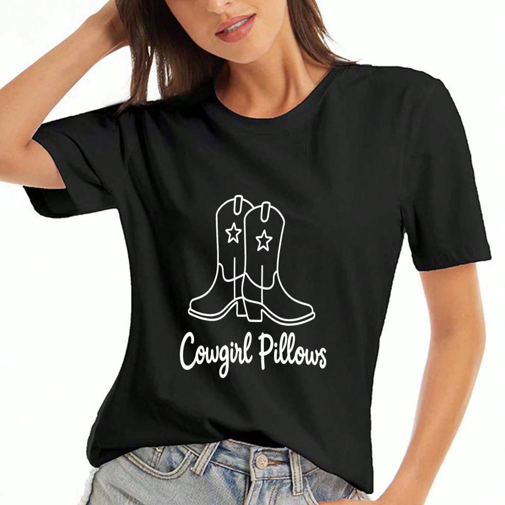 Cowgirl Boots Unisex Cotton T Shirt, Premium Cotton Graphic Tee, Durable And Comfortable, Casual And Fashionable,Star Cowboy Boots Theme Cotton Top,Du
