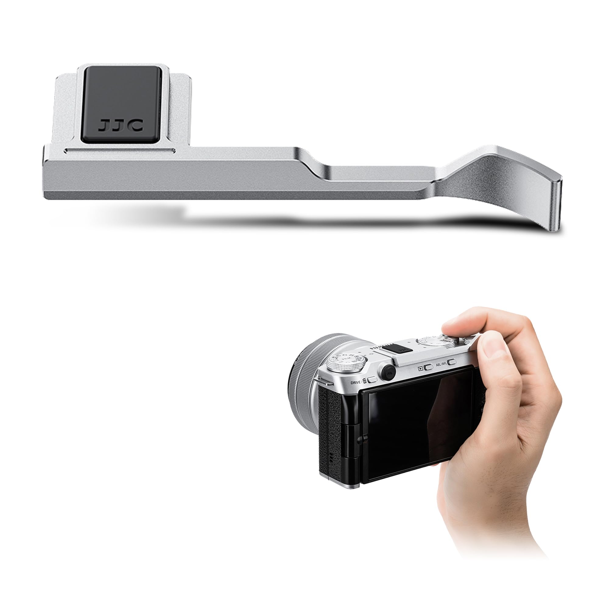 

JJC Thumb Grip Thumb Rest for Fujifilm X-M5 XM5 Cameras, Easy to Attach, Improves Camera Hold, Silver