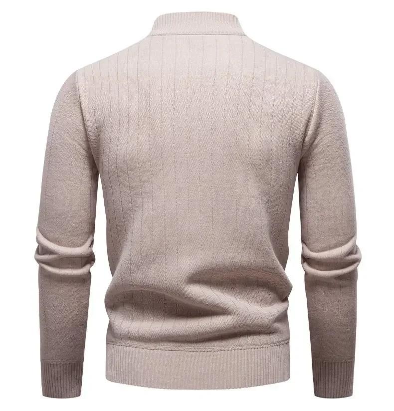 Men's Casual Fleece Sweater Autumn Winter Knitwear Half Zipper Knitted Pullovers Men