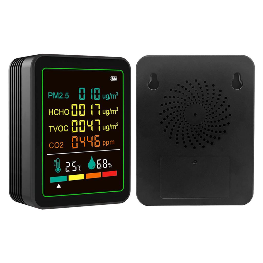 Air Quality Meter 6 in 1 CO2 TVOC HCHO PM2.5 Temperature Humidity Detect Tester Indoor Portable