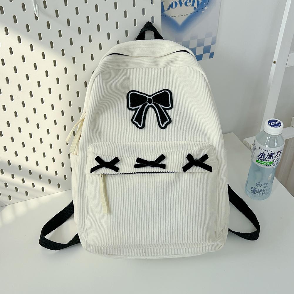 Χαριτωμένο Bowknot Casual Travel Daypack Κοτλέ σχολική τσάντα Ελαφρύ μαθητικό σακίδιο πλάτης για κορίτσια Γυναικεία Γυμνάσια Εργασία κολεγίου