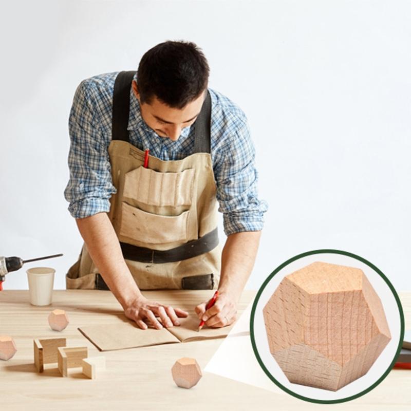 6PCS Uncarved Dodecahedron Wooden Block for Art Projects and Educational Tool