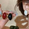 Silbernadel Ovales Harz Ohrstecker - Schickes Retro Leicht Luxuriöser Modeschmuck