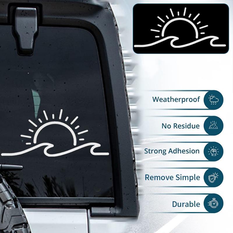 Sunset Sun Wave Car Stickers Auto Side Window Front Rear Windshield Waterproof Stickers Car Motorcycle Body Decoration Decals