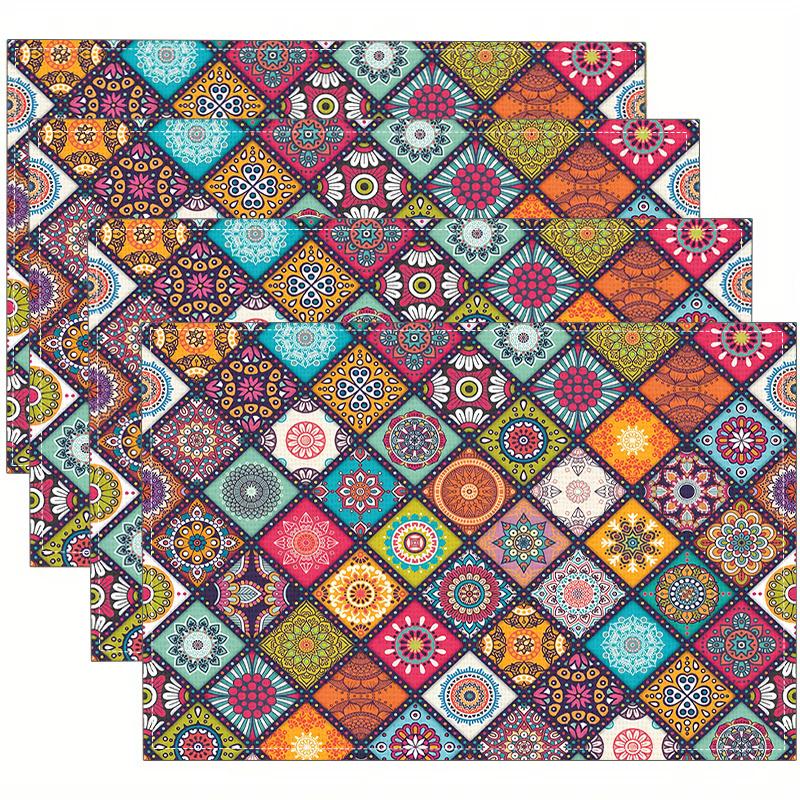 1pc Bohemian Style Printed Placemats, Durable for Home Kitchen Dining Tables