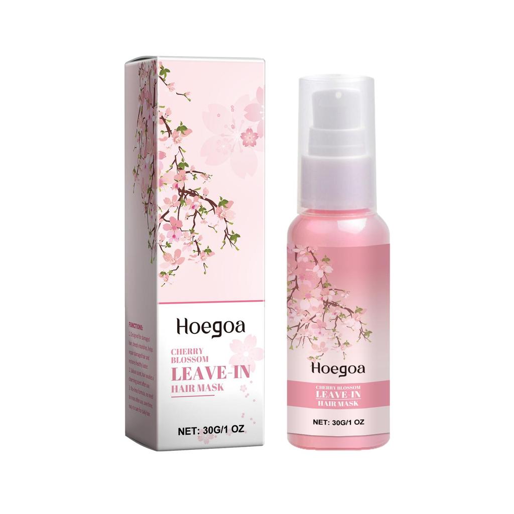 Cherry Blossom Leave In Hair Mask With VE For Dry Damaged Hair Shine Frizz Control Lightweight No Rinse Formula Sakura Scent