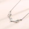 S925 Sterling Silver Reindeer Antler Pendant Necklace - Minimalist Christmas Jewelry for Women