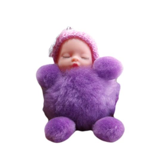 Bowknot Fluffy Pompom Plush Doll Hanging Pendant Key Ring Keychain