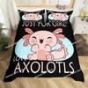 Cartoon Axolotl Cute Sea Animal Reptile Bedding Set Boys Girls Twin Queen Size Duvet Cover Pillowcase Bed Kids Adult