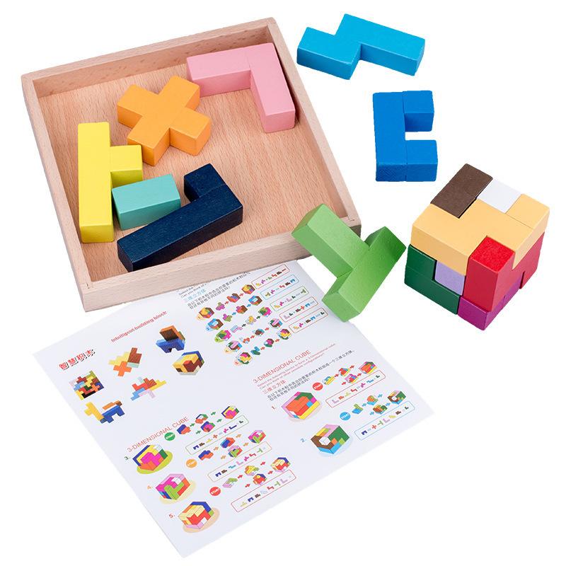 Wooden Early Education Educational Building Block Plane Three-dimensional Block Parent-childinteraction Enlightenment Development Logical Thinking Toy