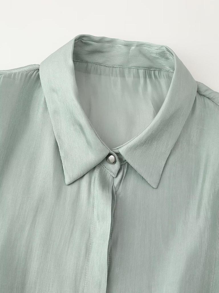 2026 Women's Elegant European & American Style Shiny Bow Decor Shirt