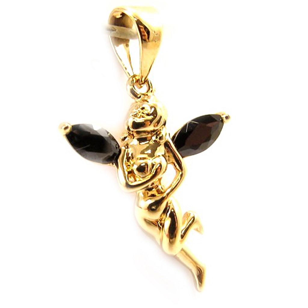 Les Trésors De Lily [L5147] - Pendentif Plaqué Or 'Fée Clochette' noir doré - 20x15 mm