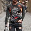 Męskie Koszulki z Graficznym Czaszką Długi Rękaw Szkielet 3D Print Street man t shirt jesień Dekolt Okrągły Casual Y2k Top oversize Męska odzież