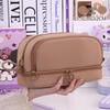 Large Capacity Four-Layer Pencil Case for Students - Solid Color, Simple Design, Multifunctional for Boys and Girls