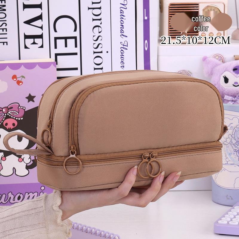 Large Capacity Four-Layer Pencil Case for Students - Solid Color, Simple Design, Multifunctional for Boys and Girls