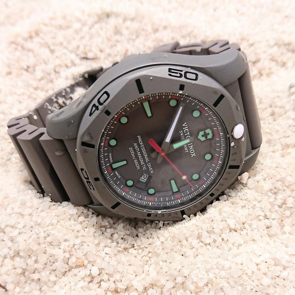 VICTORINOX Uhr PROFESSIONAL DIVER TITANIUM Sandgestrahltes Titangehäuse Graues Zifferblatt Graues Kautschukarmband Geschenk 241810 INOX. [