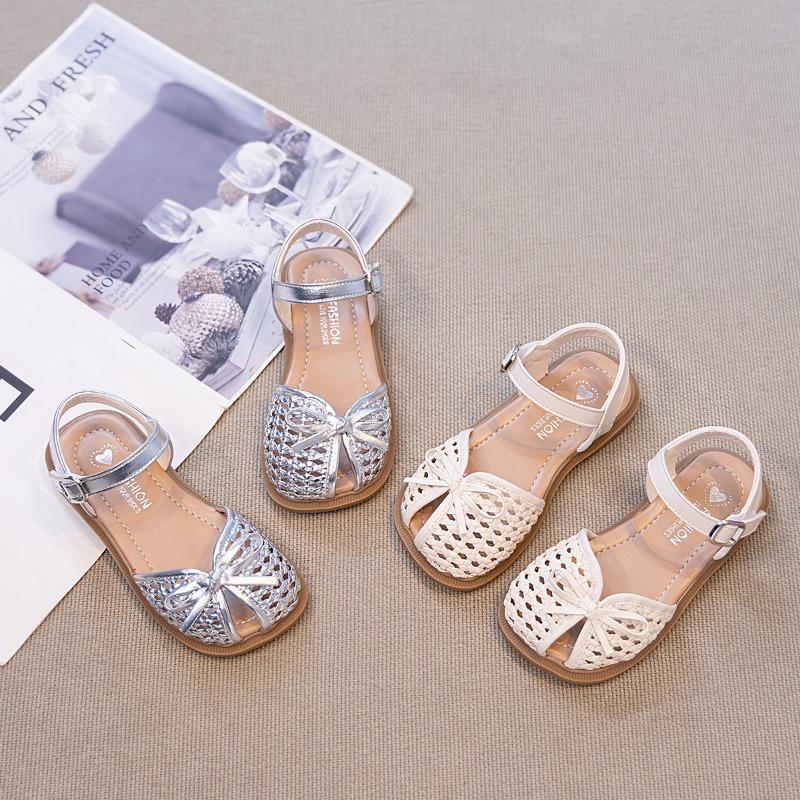Girls Bowknot Closed Toe Soft Sole Korean Style Sweet Princess Kids Sandals